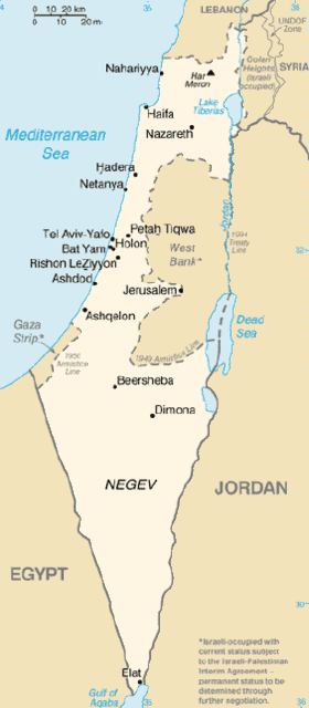 Map of Israel with major cities