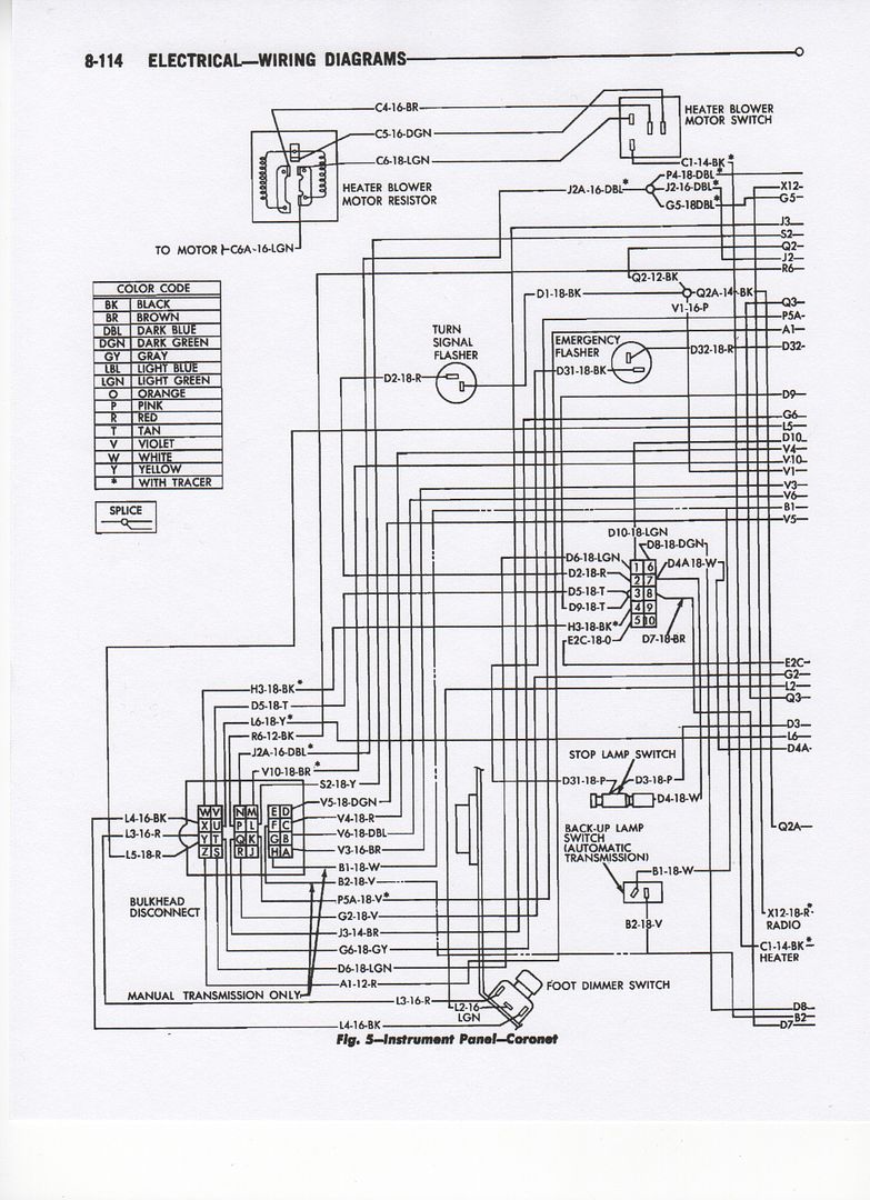 1967 Fsm  9 - Coronet Instrument Panel Wiring