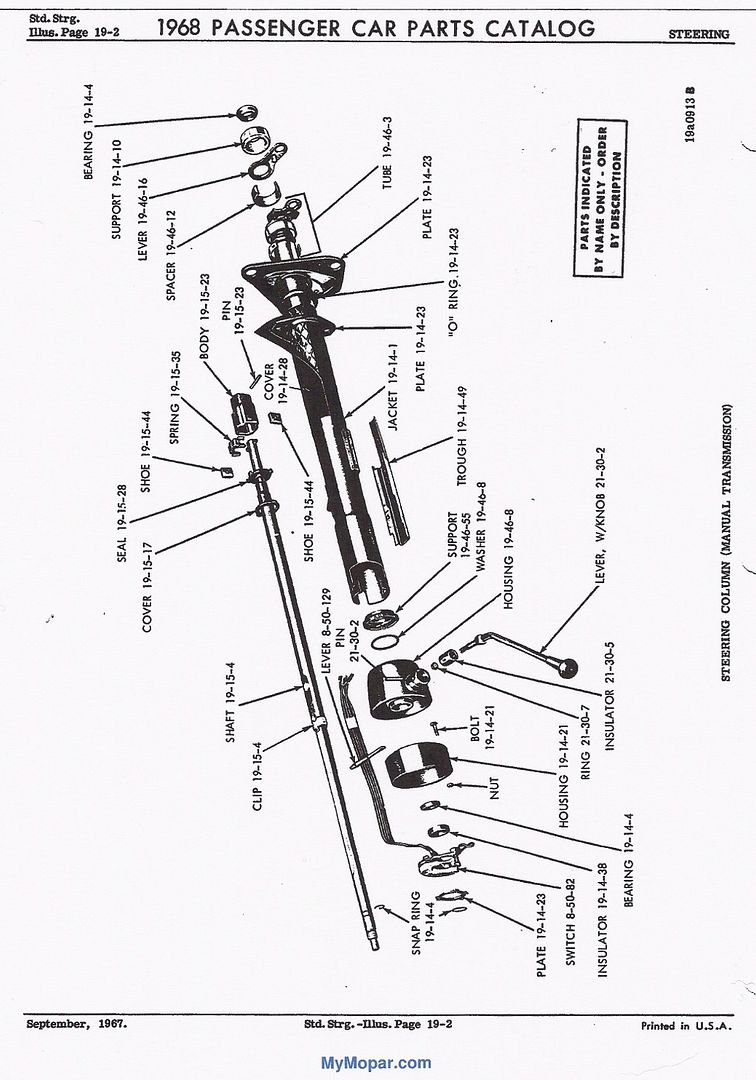 1968 Dodge & Plymouth Steering Column - Manual Transmissions Photo By ...