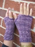 Self Striping Purple Cabled Fingerless Gloves - Slight Seconds