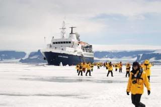 Ship grounded in ice