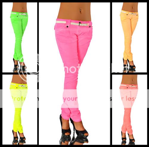 1017 DaMeN Chino Stoffhose HoSe GeRaDe NeOnFaRBeN + GüRteL  