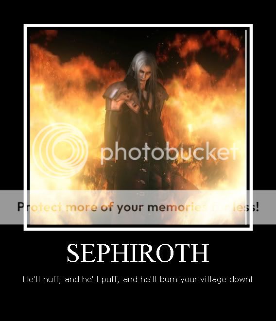 Sephiroth burn villiage three little pigs reference funny  nibelheim fire burn